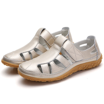 Split Leather Flat Sandals Women Fashion Summer Shoes Anti-Slip Soft Sole Ladies Gladiator Sandal Breathable Sandalias SH031502