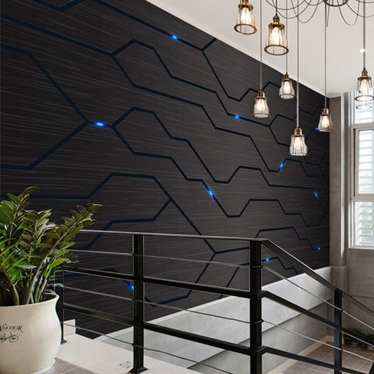 3D Black Metal Circuit Board Industrial Decor Wall Paper Technology Company Decor Mural E-Sports Hall Internet Bar KTV Wallpaper