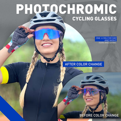 Kapvoe New Photochromic Men Women Sunglasses MTB Road Cycling Glasses Outdoor Sports Glasses UV400 Bicycle Eyewear Bike Goggles