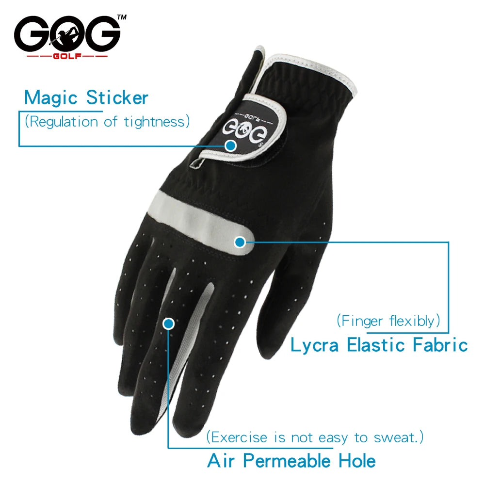 1 Pcs Mens Golf Glove Micro Soft Fiber Color Black Golf Gloves Men Left/Right Hand Non-Slip Drop Ship