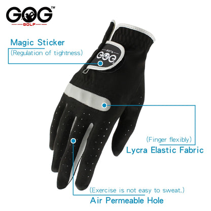 1 Pcs Mens Golf Glove Micro Soft Fiber Color Black Golf Gloves Men Left/Right Hand Non-Slip Drop Ship