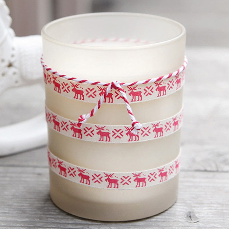 New 5yards 15mm Christmas Printed Polyester Cotton Ribbon DIY Wedding Christmas Party