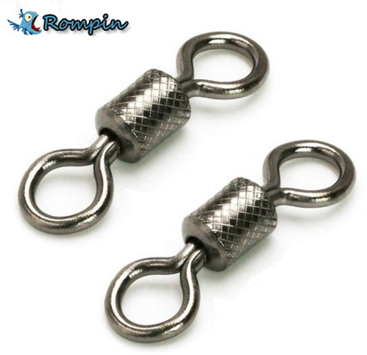 Rompin 50pcs/Lot Fishing Swivels Ball Bearing Swivel With Safety Snap Solid Rings Rolling Swivel for Carp Fishing Accessories