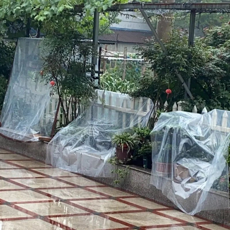 0.1mm Transparent PE Tarpaulin Film Rainproof Tarp Garden Succulent Plants Cover Shelter Home Garden Furniture Rain Cover