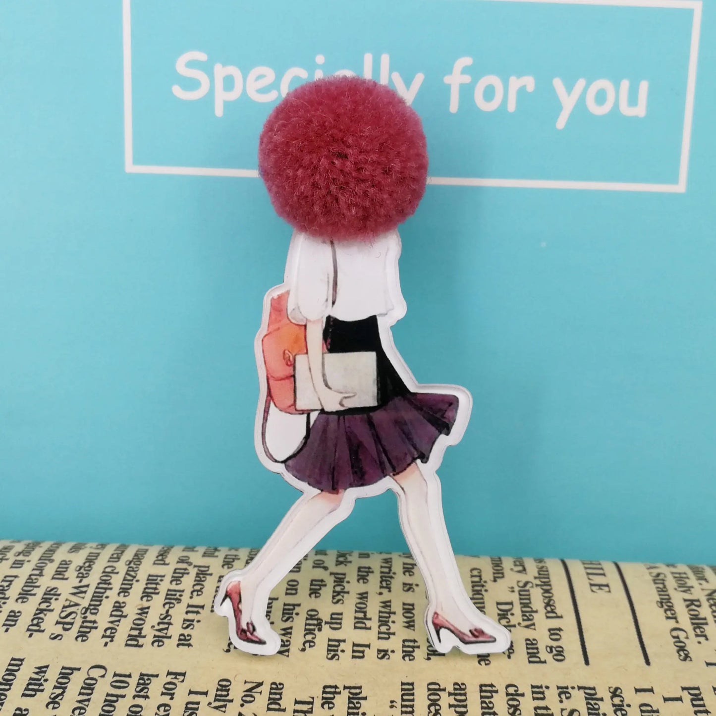 Fashion Brooch Pins for Woman Brooches Cute Girls Cartoon Models Acrylic Brooches Kawaii Pompom Clothing Jewelry Accessories