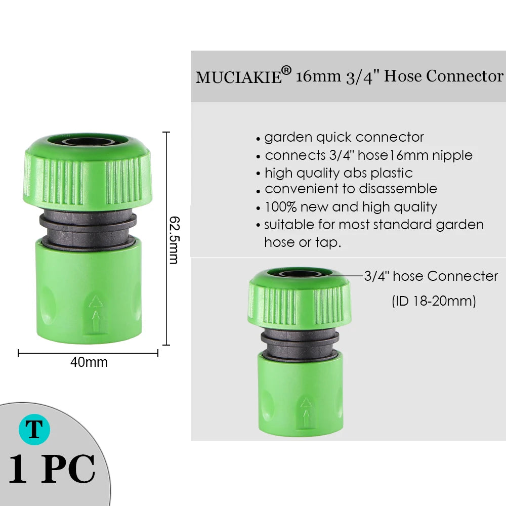 MUCIAKIE Variety Style Garden Tap 1/2" 3/4" Male Female Thread Nipple Joint 1/4" Hose Quick Connector Irrigation Water Splitters
