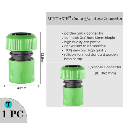 MUCIAKIE Variety Style Garden Tap 1/2" 3/4" Male Female Thread Nipple Joint 1/4" Hose Quick Connector Irrigation Water Splitters