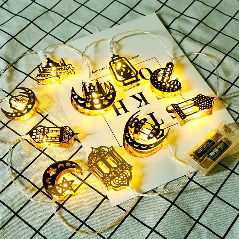 1.6M Moon Star Led Light String Eid Mubarak Decor Ramadan Decor for Home Muslim Islamic Decor Hajj Ramadan Kareem Eid Al Adha