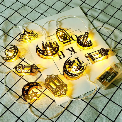 1.6M Moon Star Led Light String Eid Mubarak Decor Ramadan Decor for Home Muslim Islamic Decor Hajj Ramadan Kareem Eid Al Adha