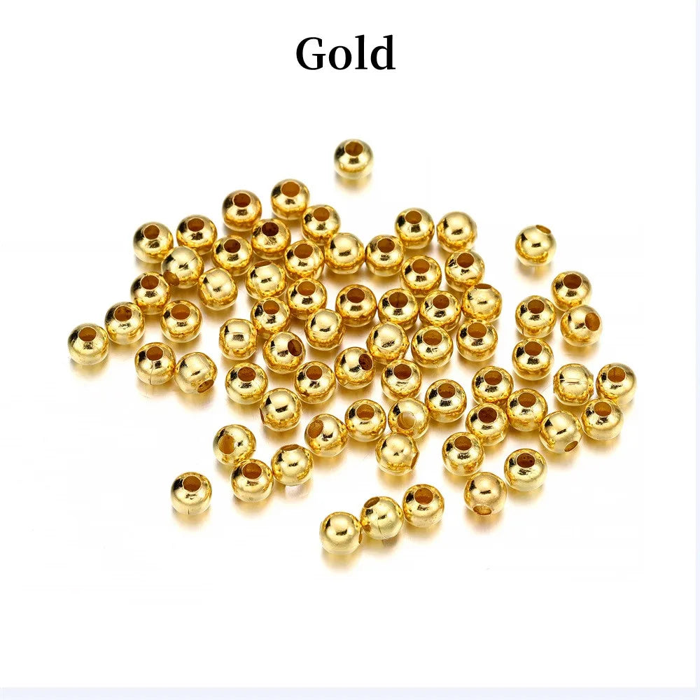 30-500pcs/Lot 2 2.5 3 4mm Gold Color Round Spacer Beads Ball End Seed Metal Bead for Jewelry Making Findings Accessories Supplie