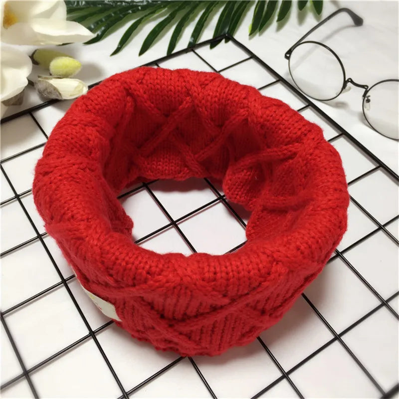 VISROVER Girls Boys Knitted Lic Scarf Baby Kids Snood Ring Infinity Cashmere Scarfs Loop Neck Circle Warm Scarves Neckerchief