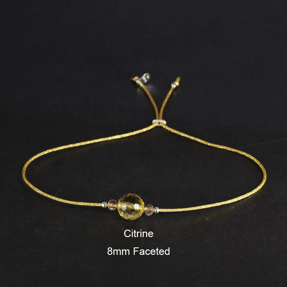 Handmade Moonstone Bracelet Thin Rope With Natural Crystal 925 Sterling Silver Beads Personalized Bracelets for Women
