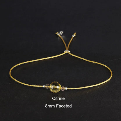 Handmade Moonstone Bracelet Thin Rope With Natural Crystal 925 Sterling Silver Beads Personalized Bracelets for Women