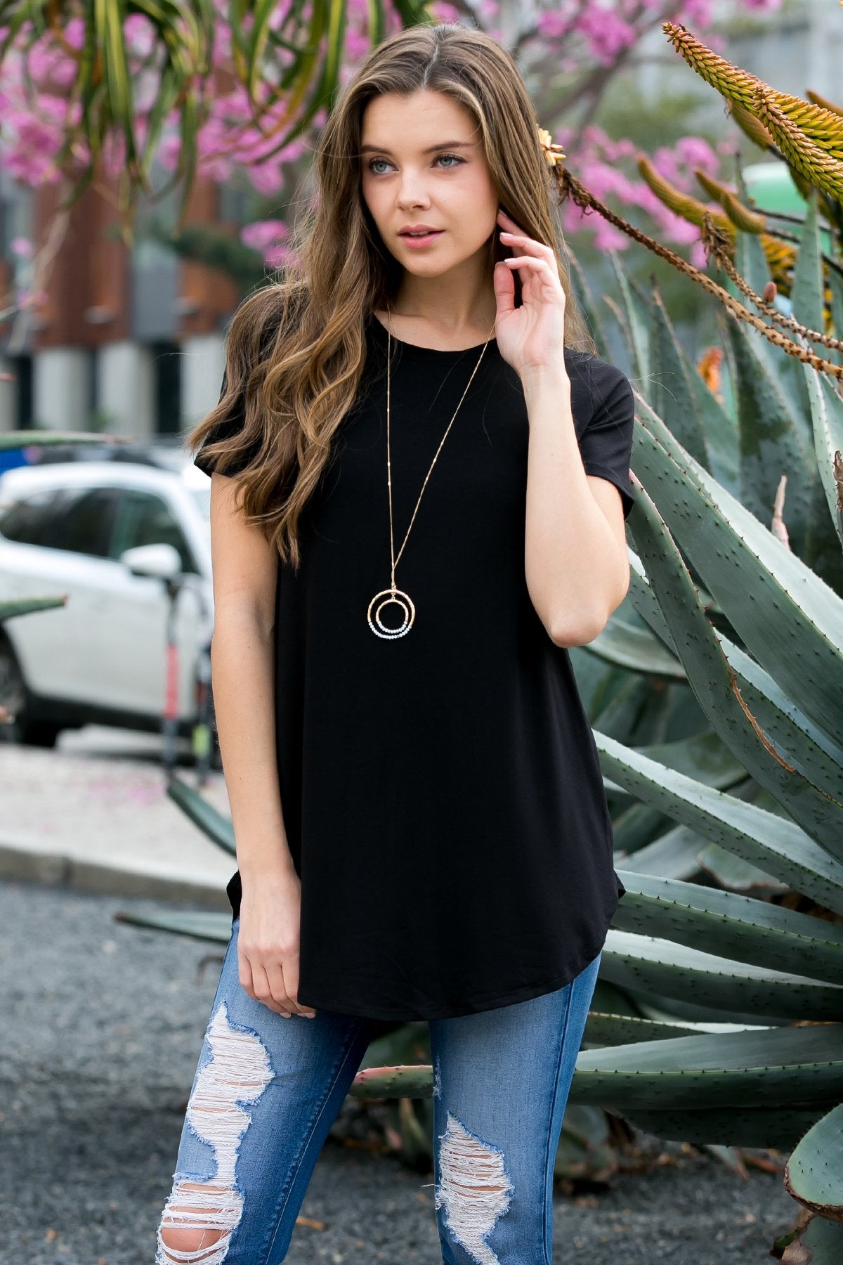 Short Sleeved Round Neck Boyfriend Tunic
