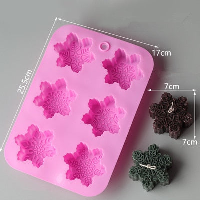 Christmas Candle Mold Christmas Tree Pine Cone Snow Snowflake Candle Mold Soap Silicone Mold