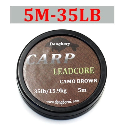 5m Braided Lead Core Carp Leader Line Camo Brown Mainline Leadcore for Carp Rig Chod Helicopter Rig Carp Coarse Fishing Line