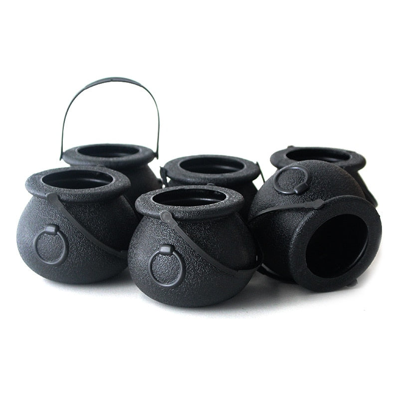 6/10pcs Mini Halloween Candy Bucket Pot Witch Skeleton Pumpkin Cauldron Holder Jar Trick or Treat Halloween Party Decorations