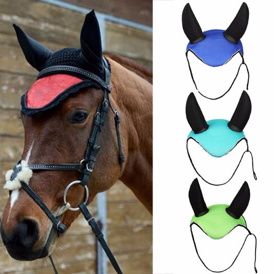 Horse Riding Breathable Meshed Horse Ear Cover Equestrian Horse Equipment Fly Mask Bonnet Net Ear Masks Protector Horse Care