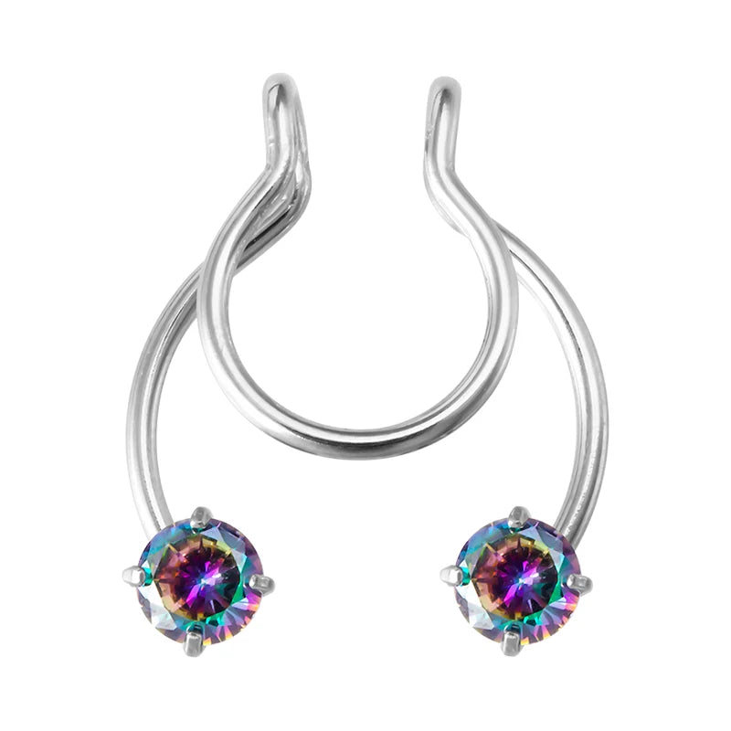 1-5pcs Steel 20G Dainty Faux Nose Rings Fake Septum Rings Hoop Nostril Piercing Fake Clip on Nose Rings Oreja Piercings Jewelry