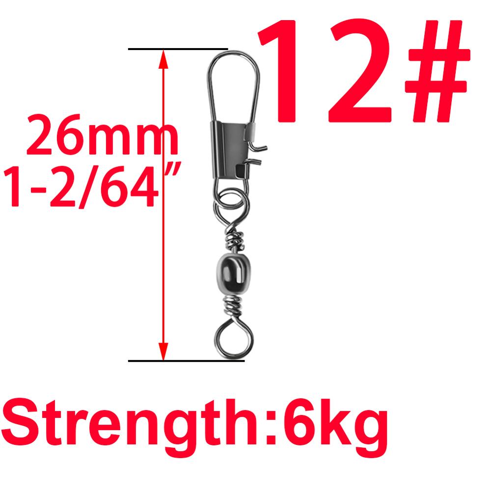 50pcs 14# to 3/0# Swivels Interlock Snap Fishing Lure Tackles Gear Accessories Connector Swivels Pin Bearing Rolling Solid Tool