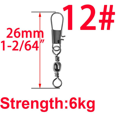 50pcs 14# to 3/0# Swivels Interlock Snap Fishing Lure Tackles Gear Accessories Connector Swivels Pin Bearing Rolling Solid Tool