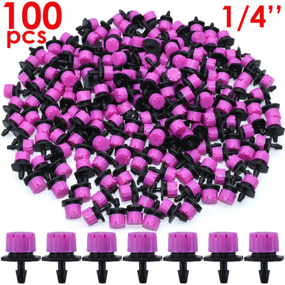 30-500pcs Adjustable 1/4 Irrigation Misting Dripper Sprinkler Emitter Micro Drip Garden Watering Tool Balcony Yard Greenhouse