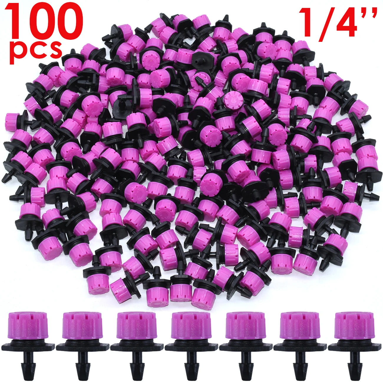 30-500pcs Adjustable 1/4 Irrigation Misting Dripper Sprinkler Head Micro Flow Drip Head Garden Watering Tool Lawn Greenhouse