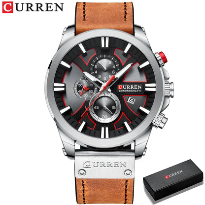 CURREN Watch Chronograph Sport Mens Watches Quartz Clock Leather Male Wristwatch Relogio Masculino for Men