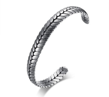 Men's Bracelet,Old Oxidized Gray Braided Cuff Bracelets,Stainless Steel Industrial Style Braslet Bangle, Vintage Jewelry