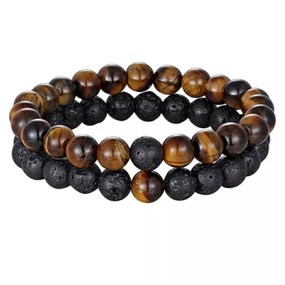 XQNI 2pcs/Set Style Couples Distance Bracelet Natural Stone Yoga Beaded Bracelet for Men Women Friend Charm Strand Jewelry