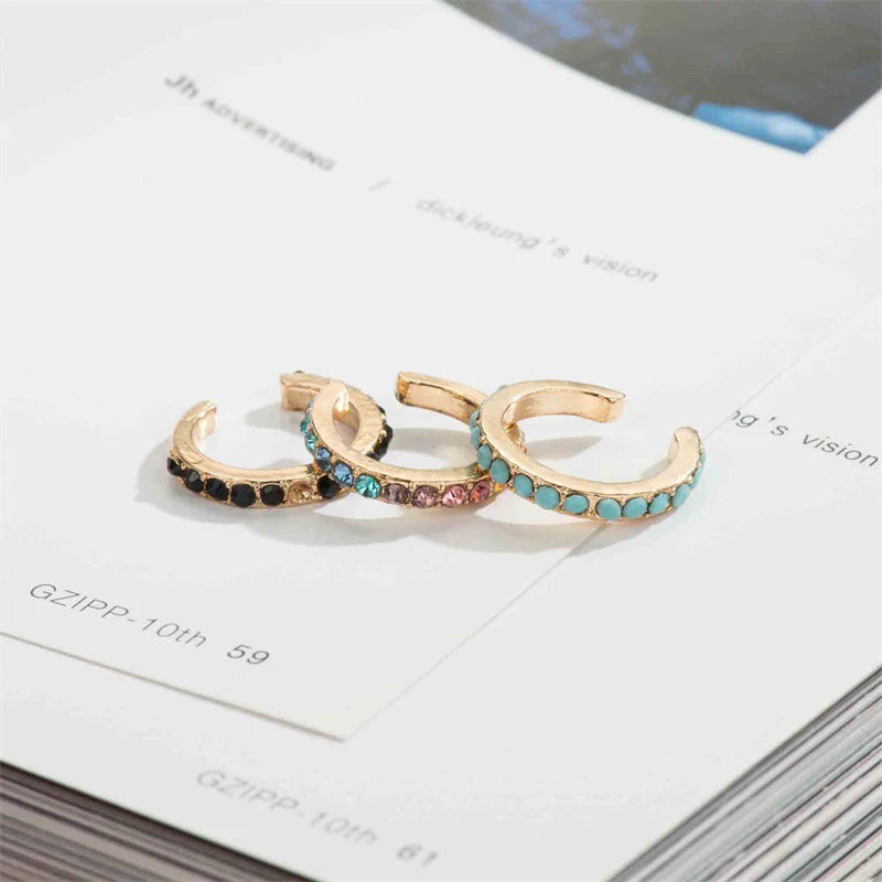 Modyle Vintage Clip on Earrings Crystal Ear Cuff Non Pierced Earrings Nose Ring New Women Earrings Punk Rock Earcuff