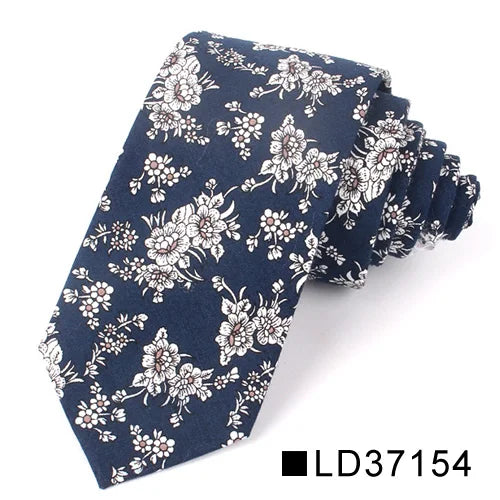 New Floral Tie for Men Women Skinny Cotton Neck Tie for Wedding Casual Mens Neckties Classic Suits Flower Print Neck Ties Cravat