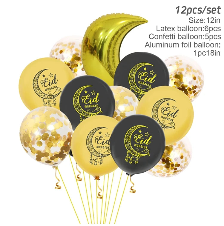Eid Mubarak Banner Balloons Ramadan Kareem Islamic Muslim Party Decor Ramadan Decoration for Home 2024 Adha Aid Mubarak