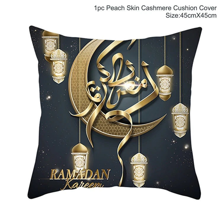 EID Mubarak Cushion Cover Ramadan Decoration for Home Ramadan Kareem Mubarak Muslim Islamic Party Supplies EID Pillowcase