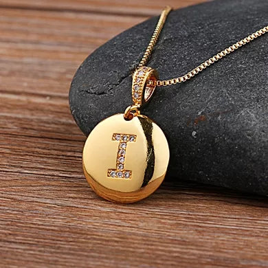 Nidin Women Girls Initial Letter Necklace 26 A-Z Charm Neck Pendants Copper CZ Jewelry Personal