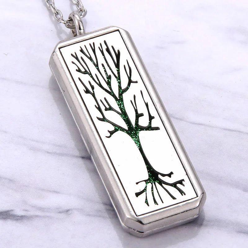 Square Stainless Steel Magnetic Aromatherapy Diffuser Necklace Jewelry Perfume Locket Pendant Essential Oil Locket Necklace