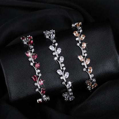CWWZircons 6 Colors Options White Gold Color Handmade Austrian Crystal Rhinestone Purple Stones Bracelets Bangle for Women CB078