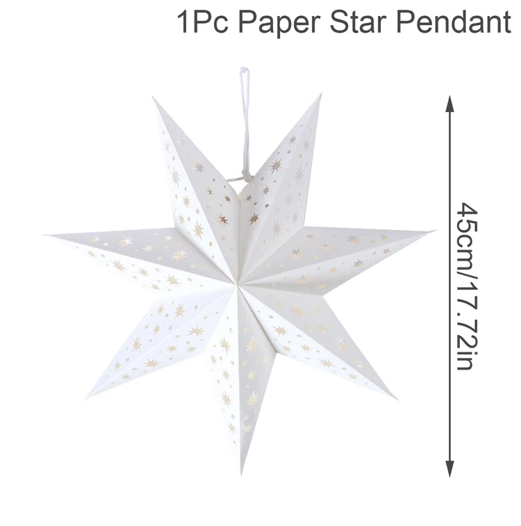 30-75cm Hollow Star Hanging Pendant Eid Mubarak Christmas Ramadan Decoration 2024 Islamic Muslim Party Decor Ramadan Kareem