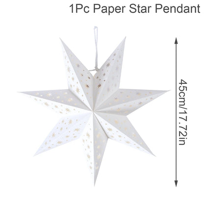30-75cm Hollow Star Hanging Pendant Eid Mubarak Christmas Ramadan Decoration 2024 Islamic Muslim Party Decor Ramadan Kareem