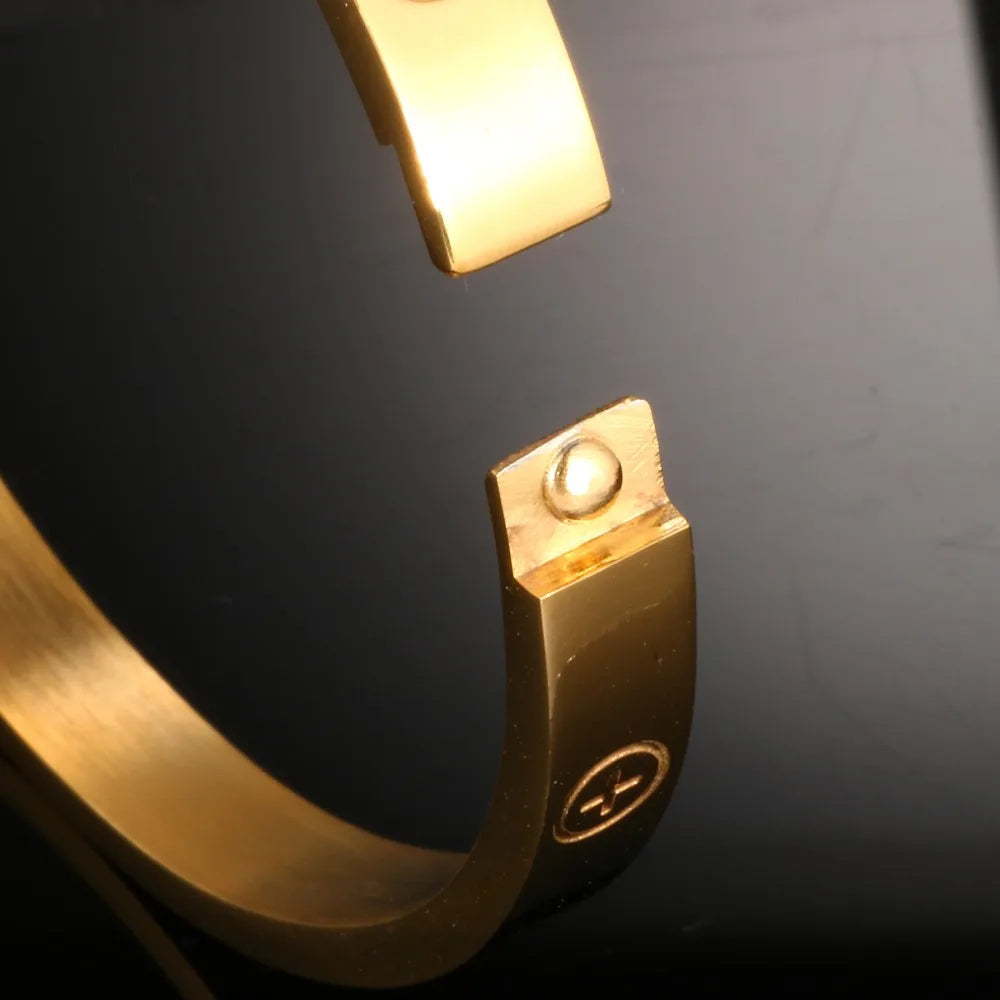 Trendy Stainless Steel Luxury  Bangle Bracelet Woman Man Rose Gold Color Wristband Bangles Bracelets Femme