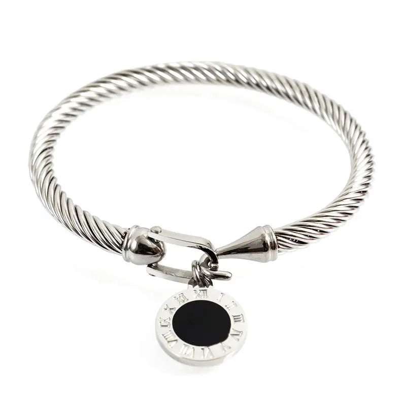 MSX Gold Plating Stainless Steel Bangles Bracelets Vintage Love Roman Numerals Wristband Bracelets Bangles for Men Women