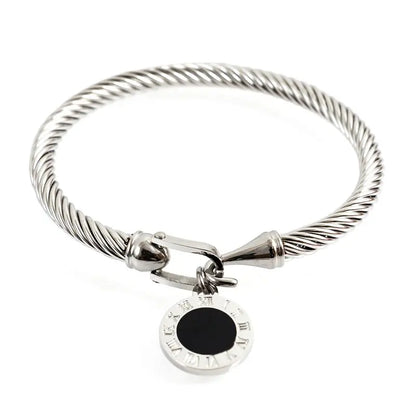 MSX Gold Plating Stainless Steel Bangles Bracelets Vintage Love Roman Numerals Wristband Bracelets Bangles for Men Women