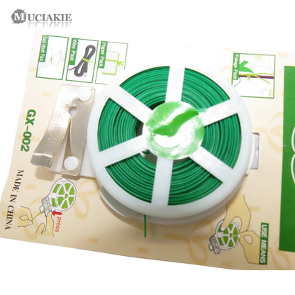 MUCIAKIE 30m/50m Plant Twist Tie With Cutter Sturdy Green Coated Wire for Gardening Home Office Reusable Wire Cable With Slicer