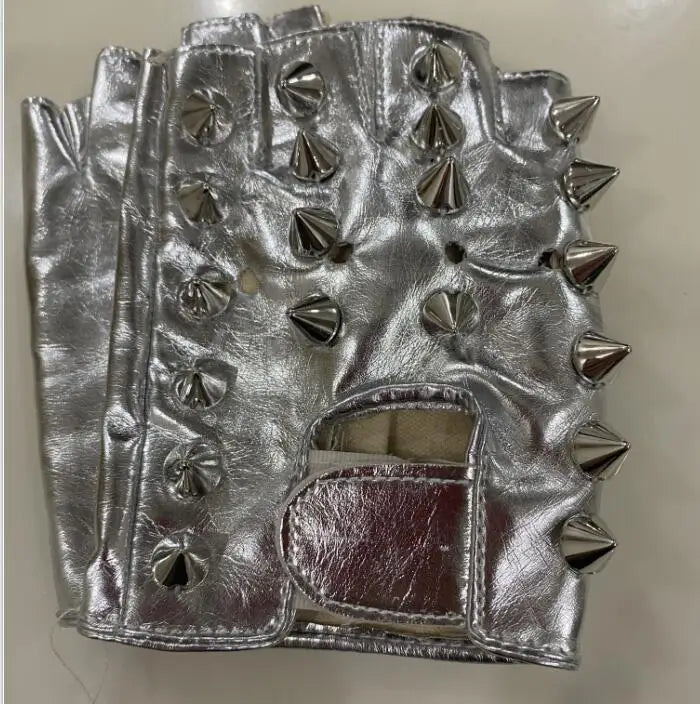 Children's Punk Rivet Faux Leather Glove Kids DS Dancing Rock and Roll Jazz Rivet Glove R388