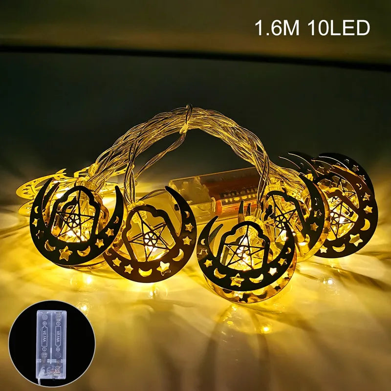 1.6M Moon Star Led Light String Eid Mubarak Decor Ramadan Decor for Home Muslim Islamic Decor Hajj Ramadan Kareem Eid Al Adha