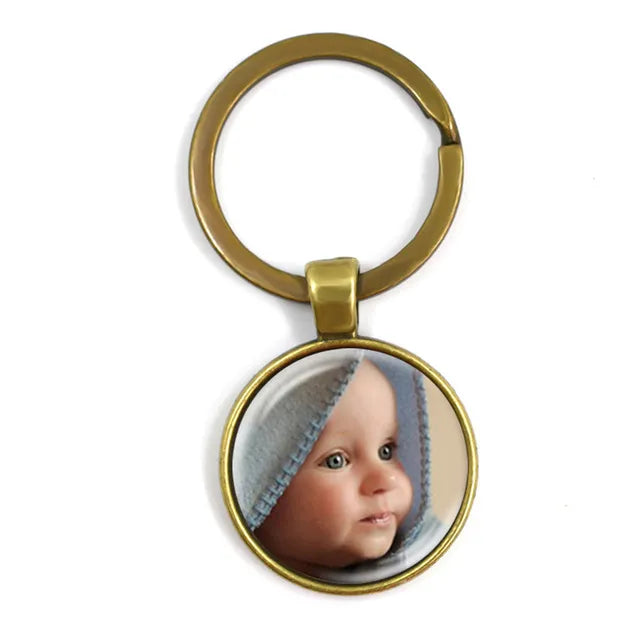 Personalized Custom Keychain Photo Mum Dad Baby Children Grandpa Parents Custom Designed Photo for Family Anniversary