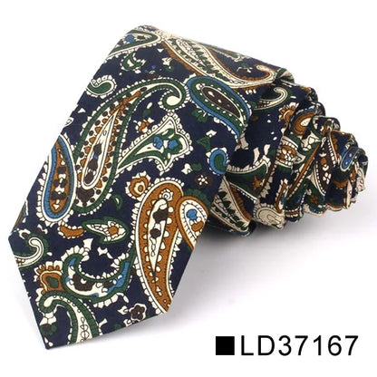 New Floral Tie for Men Women Skinny Cotton Neck Tie for Wedding Casual Mens Neckties Classic Suits Flower Print Neck Ties Cravat