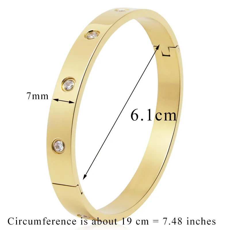 Beautiful Lovers Bracelets Woman Bracelets Stainless Steel Bangles and Bangles Cubic Zirconia Golden Woman Jewelry
