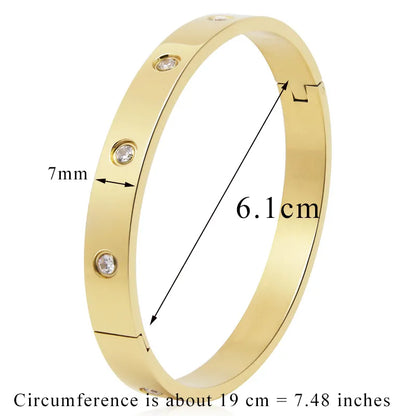 Beautiful Lovers Bracelets Woman Bracelets Stainless Steel Bangles and Bangles Cubic Zirconia Golden Woman Jewelry