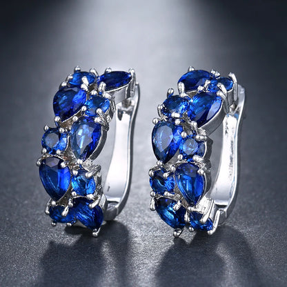 EMMAYA Luxury Rose Gold Color Earrings Flash CZ Zircon Ear Studs 12 Colors Earrings Women Brincos